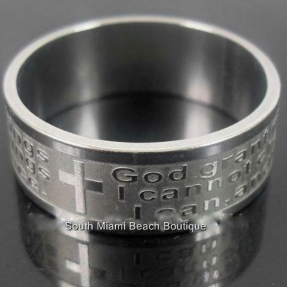 Serenity Prayer Ring Band Stainless Steel Silver Mens Womens Sz 6 7 8 9 10 11 12 - Picture 2 of 6